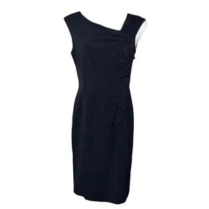 Side Ruffle Black Dress